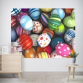 Bunte Ostern Eier Wandteppich mit abstrakten Mustern in einem modernen Wohnzimmer - 95x73 / Ostereier-Stil (GT02-1)