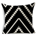 Federa per cuscino minimalista in lino con motivo geometrico a onde bianco e nero - Stile di Trama a Picchi Scalati (YMD118-2)
