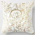 Peach skin pillowcase with golden floral mandala pattern on a white fabric base - Pattern DRD59-35