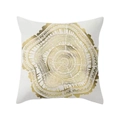 Square peach skin pillowcase with golden tree ring print on a white decorative cushion - Pattern DRD59-37