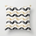 Detail of minimalist gold wavy lines and black hand-painted strokes on white cushion cover - 18x18 Inch / Gold Black Abstract Wave Style (DRD180-9)