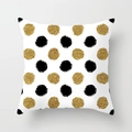 Detail of square pillowcase with hand-drawn black and metallic gold glitter polka dots - 18x18 Inch / Gold Black Hand-Drawn Polka Dot Style (DRD180-8)
