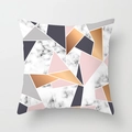 Dettaglio della fodera per cuscino con trama in marmo nordico e stampa geometrica in oro rosa - Arte Geometrica Marmo Rosa Grigio (DRD164-17) / 45*45cm (Senza Inserto)