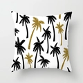 Square pillowcase with black silhouettes and gold glitter palm trees on a white background - 18x18 Inch / Gold Black Palm Tree Style (DRD180-4)