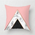 Pink marble and black geometric peach skin pillowcase with gold line accents - Square (45*45cm) / Pink White Black Marble Triangle (DRD122-7)