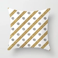 Macro shot of geometric gold glitter stripes and silver dots on microfiber pillow cover - 18x18 Inch / Gold Silver Slant Stripe Polka Dot Style (DRD180-7)