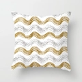 Detail of white pillowcase with golden and silver sequin wave patterns and grainy texture - 18x18 Inch / Gold Silver Wave Style (DRD180-5)