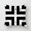 Modern square pillow case featuring black geometric L-shapes and grey marble texture - Square (45*45cm) / Black White Cross Marble (DRD122-11)