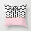 Federa moderna con motivo marmoreo e blocchi rosa in raffinato stile nordico - Cubo Geometrico Marmo Rosa Bianco (DRD164-7) / 45*45cm (Senza Inserto)