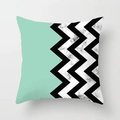 Detail of geometric mint green and black chevron pattern on marble texture pillow cover - Mint Green Black White Marble Chevron (DRD164-4) / 45*45cm (No Insert)