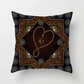 Close-up of Islamic moon and stars print with Arabic calligraphy on peach skin cushion - 45*45cm (No Insert) / Star Moon Heart Beads (DRD179-3)
