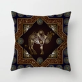 Detail of square pillowcase with golden camel, Arabic calligraphy, and mandala patterns - 45*45cm (No Insert) / Hollow Camel Pattern (DRD179-4)