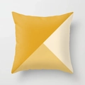 Close-up of yellow and beige geometric block pattern on square decorative throw pillow case - 45x45cm / Ginger Diagonal Geometry (DRD122-9)