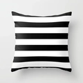 Close-up of minimalist square cushion cover with classic black and white horizontal stripes - 45x45cm / B&W Horizontal Stripes (DRD122-10)