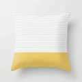 Detail of yellow and black striped geometric pattern on square decorative pillow cover - 45x45cm / B&W Stripes Yellow Patchwork (DRD122-7)