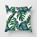 Tropischer Kissenbezug mit Monstera-Blatt-Print aus weichem Pfirsichhaut-Polyester - 45x45 cm / Tropisches Blattmuster 11 (DRD95-11)