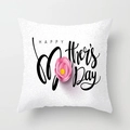 White Happy Mother's Day pillowcase with black cursive text and pink floral heart design - 18x18 Inch / Happy Mother's Day Pink Flower Style (DRD182-9)