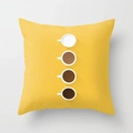 Detail of yellow throw pillow cover featuring artistic coffee cup gradient graphics - 45x45cm / Gradient Coffee Cups Print (DRD122-2)