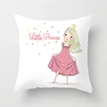 Detail of Little Princess peach skin pillowcase with crown and pink polka dot dress - 45x45cm / Little Princess with Stars Pattern (DRD117-2)