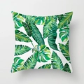 Square peach skin pillowcase with green tropical monstera leaf print on white - 18x18 Inch / Tropical Leaf Pattern 14 (DRD95-14)