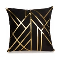 Elegante zwarte kussenhoes met moderne gouden geometrische bladpatronen van fluweel - Geometrisch Vervlochten Lijnen (TJD02-2)