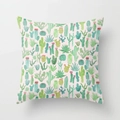 Tropical watercolor cactus and succulent print throw pillow cover on light pink background - Cactus Style 11 (DRD98-11)