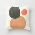 Fodera per cuscino nordica con cerchi geometrici astratti su tessuto beige - 45x45cm / Solo Federa (Senza Imbottitura) / Blocchi di Cerchi Irregolari (CRD122-6)
