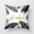Tropische Kissenhülle mit Palmblättern und goldenem get naked Aufdruck im Design - 45x45 cm / Tropisches Blattmuster 19 (DRD95-19)