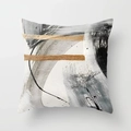 Funda de cojín con pintura al óleo abstracta y textura de pan de oro en lino blanco - 45x45 cm / BMD01-4