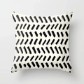 Modern minimalist white pillowcase with black hand-drawn abstract diagonal stripes - Black Hand-painted Brushstroke Twill (DRD-18) / 18x18 Inch