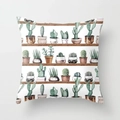 Square decorative pillow cover with watercolor tropical cactus and succulent pattern - Cactus Style 17 (DRD98-17)