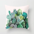 Pink decorative pillow case with watercolor cactus and green succulent pattern - Cactus Style 18 (DRD98-18)