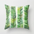 Tropisches grünes Farnblattmuster auf weißem quadratischem Kissenbezug aus Polyester - 45x45 cm / Tropisches Blattmuster 26 (DRD95-26)
