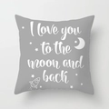 Cartoon space pattern pillow cover with I Love You to the Moon and Back text in grey color - Grey Space Element Pattern (DRD142-6)