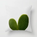 Linen cushion cover featuring a detailed green cactus pattern on a white fabric - Cactus Style 22 (DRD98-22)