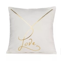 White square pillowcase with gold foil Love lettering and geometric chain design - 45x45cm / Love Artistic Lettering (TJD-10)