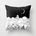 Nordic cartoon mermaid black and white illustration cushion cover for home decor - Mermaid and Starry Sky (CRD1-12)