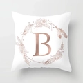 Federa effetto pelle di pesca con lettera B oro rosa e ghirlanda di fiori - Stile Lettera B (DRD115-B) / 45x45 cm