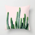Pink decorative pillowcase featuring a green cactus pattern for sofa and home decor - Cactus Style 26 (DRD98-26)