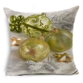 Linen Christmas pillowcase featuring green and gold festive ornaments on white background - 18x18 Inch / Christmas Print Style 9 (YMD116-9)