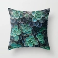 Square cushion cover featuring a vibrant dark green succulent echeveria plant pattern - Cactus Style 29 (DRD98-29)