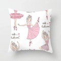 Détails de motifs de ballerines mignonnes et de cœurs roses sur une taie d'oreiller - Mignonne Ballerine (DRD184-6) / 45x45cm