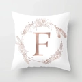 Modern peach skin pillow cover with rose gold Letter F in bohemian floral wreath - Letter F Style (DRD115-F) / 18x18 Inch