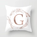 Boho peach skin pillowcase with rose gold letter G and feather floral wreath - Letter G Style (DRD115-G) / 18x18 Inch