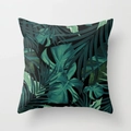 Tropischer Kissenbezug mit Monstera-Blattmuster und dunklen Palmenblättern auf Schwarz - 45x45 cm / Tropisches Blattmuster 37 (DRD95-37)