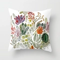 Square cushion cover with watercolor succulent plants pattern on white background - Cactus Style 32 (DRD98-32)