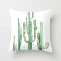 Square pillowcase featuring artistic watercolor green cactus print on white fabric - Cactus Style 33 (DRD98-33)