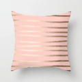 Pink and metallic gold striped geometric cushion cover in a modern square layout - Pink Gold Stripe Design (DRD163-9) / 18x18 Inch