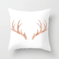 Pink marble geometric series pillowcase with rose gold deer antler print on white fabric - Rose Gold Antler (DRD163-18) / 18x18 Inch