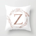 Modern white peach skin pillowcase with rose gold letter Z and floral dreamcatcher design - Letter Z Style (DRD115-Z) / 18x18 Inch